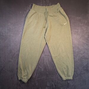 Nike Mens Medium Olive Green Jogger Sweatpants Embroidered Swoosh Relaxed Fit